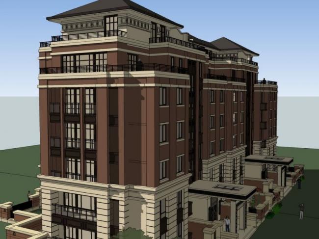 Sketchup住宅模型|多层住宅，花园洋房，欧式风格