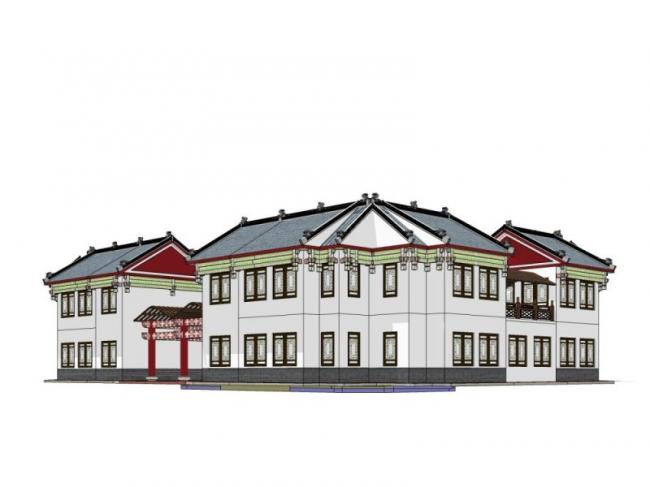 Sketchup古建筑模型|多层川西建筑，中式风格，古建