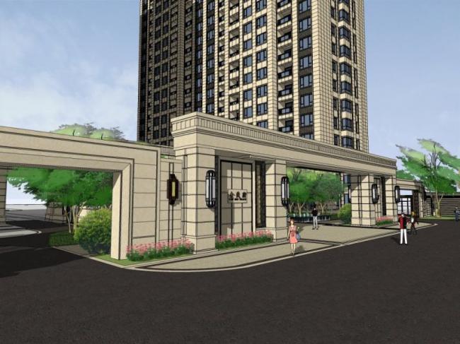 Sketchup住宅模型|高层小区住宅，居住建筑，古典风格