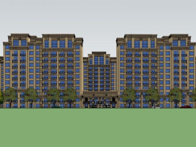 Sketchup住宅模型|高层住宅小区，古典风格