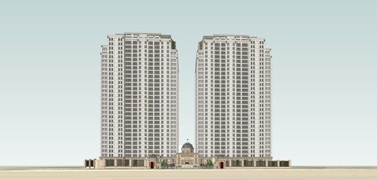 Sketchup住宅模型|超高层住宅，居住建筑，古典风格