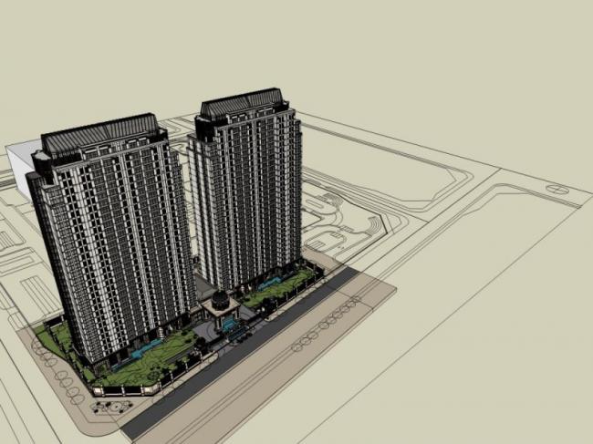 Sketchup住宅模型|超高层住宅，居住建筑，古典风格