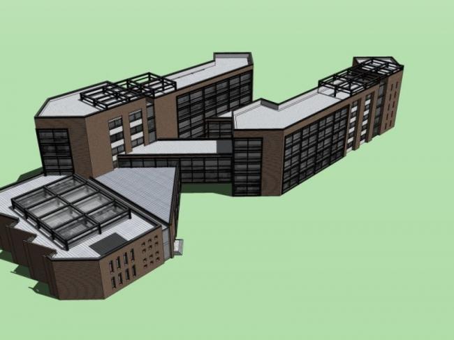 Sketchup学校模型|多层学校教学楼，校园教育建筑，古典风格