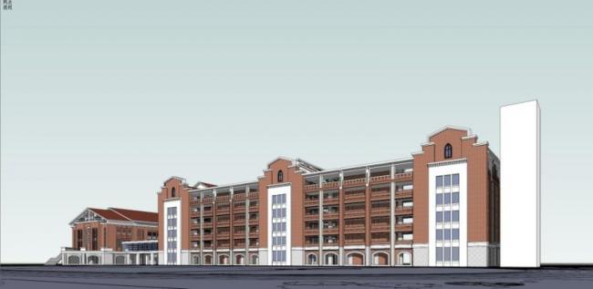Sketchup学校模型|多层学校校园，教育建筑，古典风格