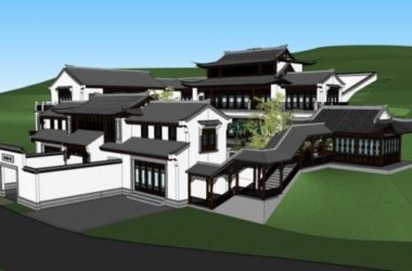 Sketchup商业模型|多层会所，中式风格-BIM建筑网