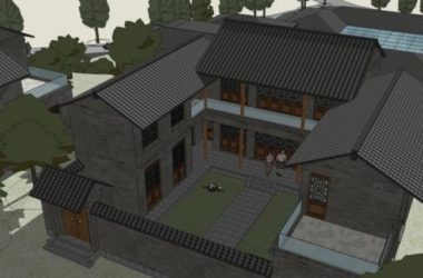 Sketchup酒店模型|多层酒店，中式风格-BIM建筑网
