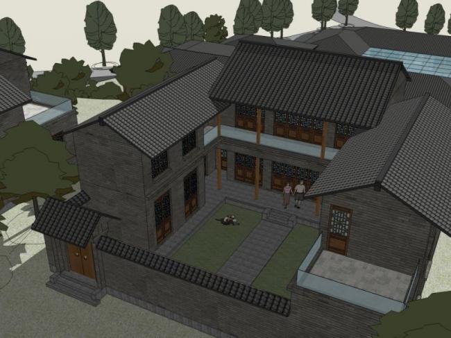 Sketchup酒店模型|多层酒店，中式风格