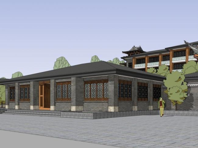 Sketchup酒店模型|多层酒店，中式风格