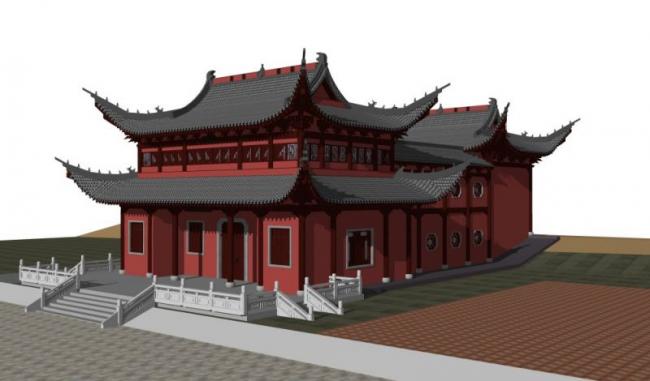 Sketchup古建筑模型|多层宫殿，中式风格，古建