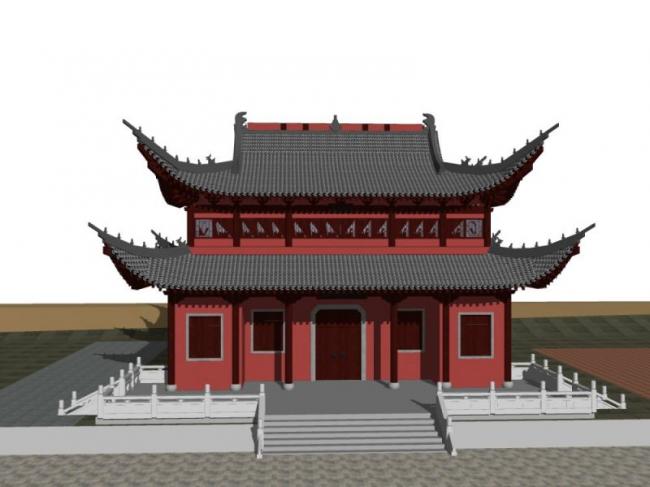 Sketchup古建筑模型|多层宫殿，中式风格，古建