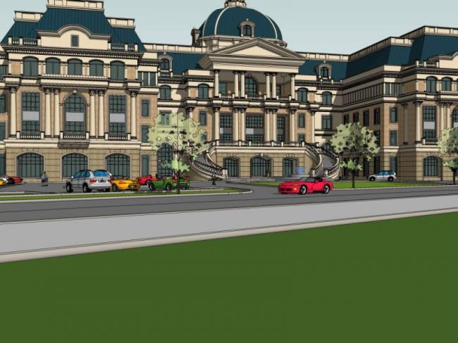 Sketchup商业模型|多层会所，欧式风格