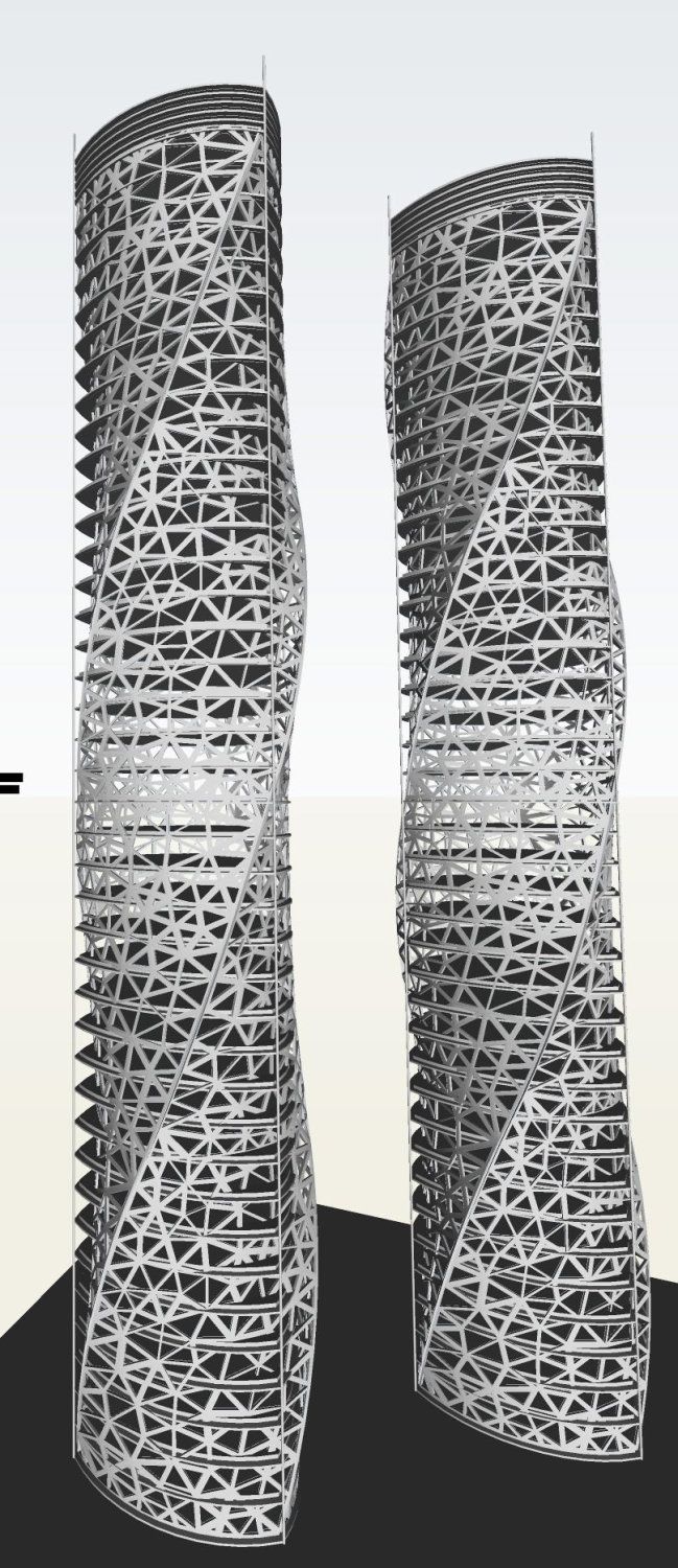 Sketchup办公模型|超高层办公楼，现代风格