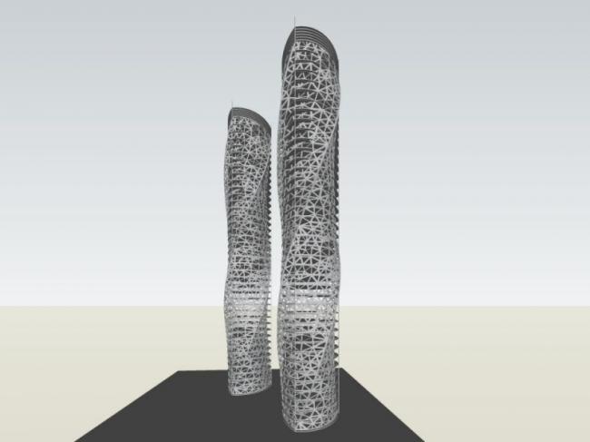 Sketchup办公模型|超高层办公楼，现代风格