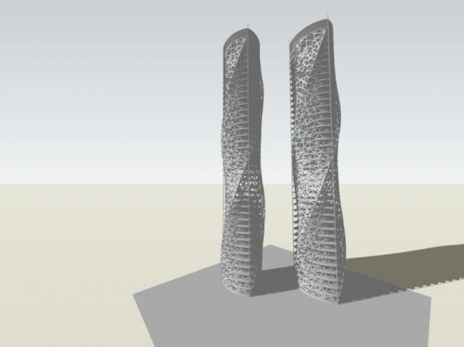 Sketchup办公模型|超高层办公楼，现代风格