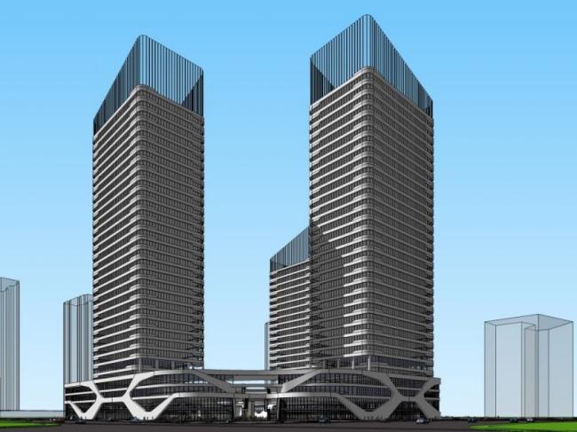 Sketchup综合体模型|多高层商业综合体，办公楼，现代风格