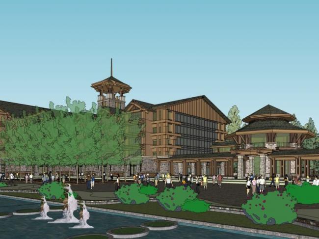 Sketchup酒店模型|多层度假酒店，古典风格