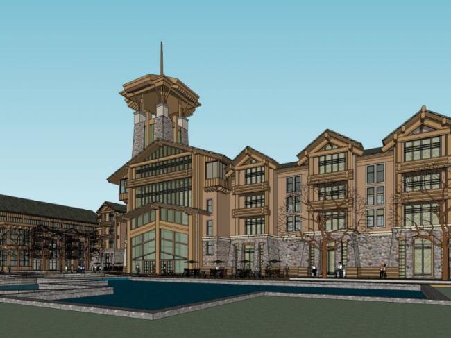 Sketchup酒店模型|多层度假酒店，古典风格