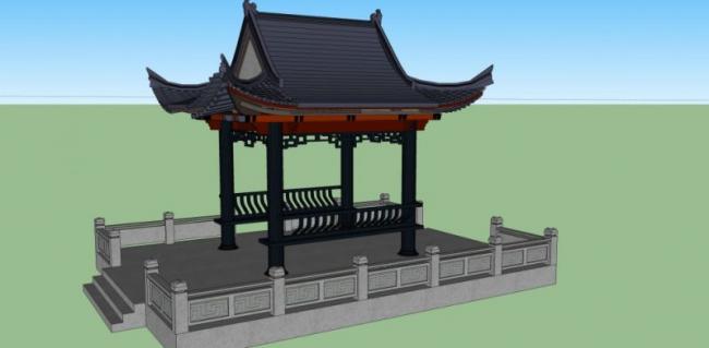 Sketchup小品模型|亭子，中式风格，小品
