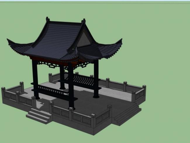 Sketchup小品模型|亭子，中式风格，小品