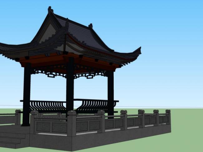 Sketchup小品模型|亭子，中式风格，小品