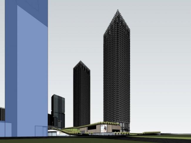 Sketchup综合体模型|超高层综合体，办公楼，住宅，商业，现代风格