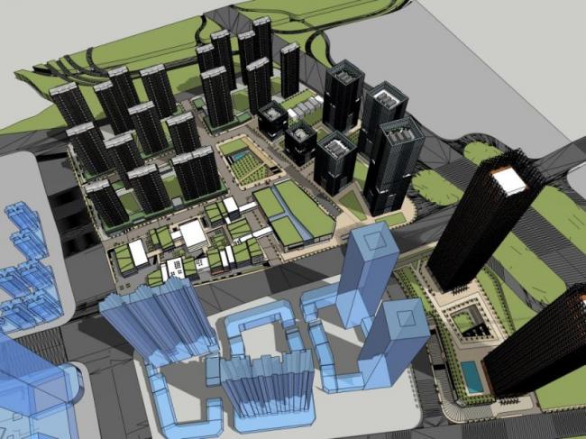 Sketchup综合体模型|超高层综合体，办公楼，住宅，商业，现代风格