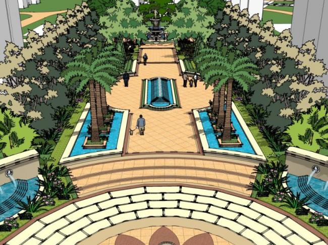 Sketchup景观模型|滨水景观，古典风格