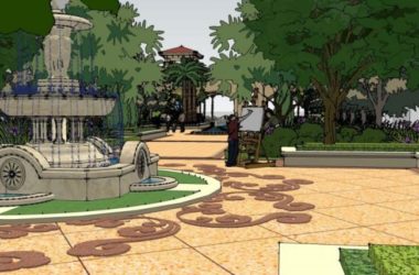 Sketchup景观模型|滨水景观，古典风格-BIM建筑网