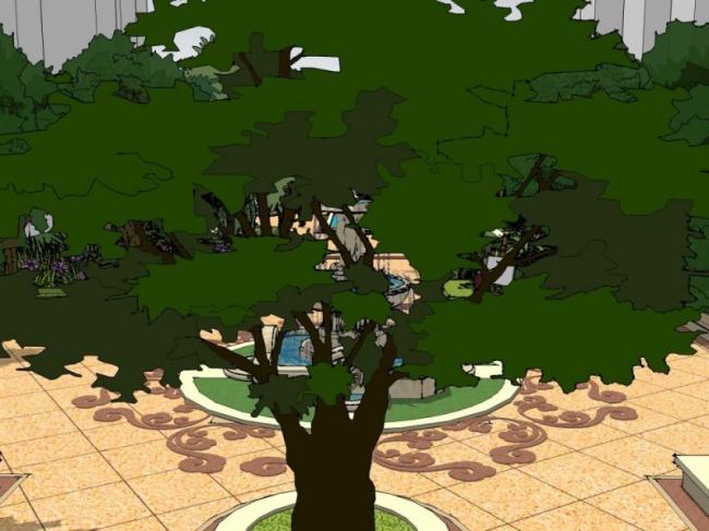 Sketchup景观模型|滨水景观，古典风格