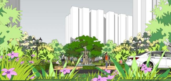 Sketchup景观模型|游泳池景观，古典风格