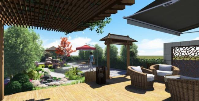 Sketchup景观模型|屋顶花园，古典风格