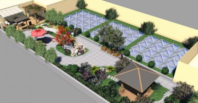 Sketchup景观模型|屋顶花园，古典风格