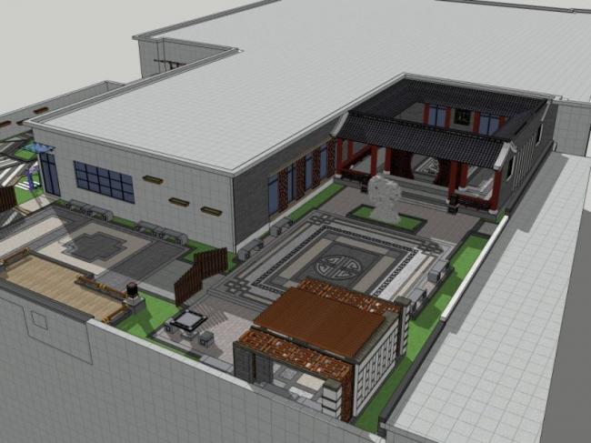 Sketchup景观模型|屋顶花园，现代中式风格