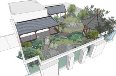 Sketchup景观模型|屋顶花园，中式风格-BIM建筑网