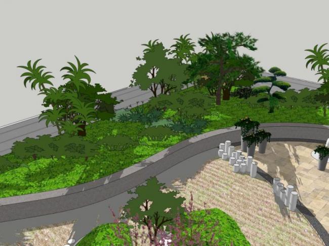 Sketchup景观模型|屋顶花园，现代风格