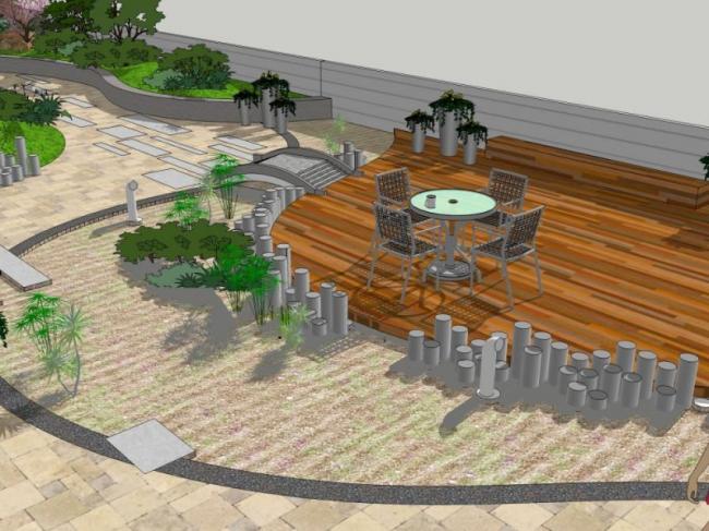 Sketchup景观模型|屋顶花园，现代风格