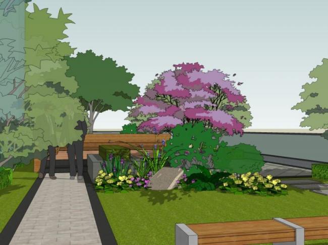 Sketchup景观模型|屋顶花园，现代风格