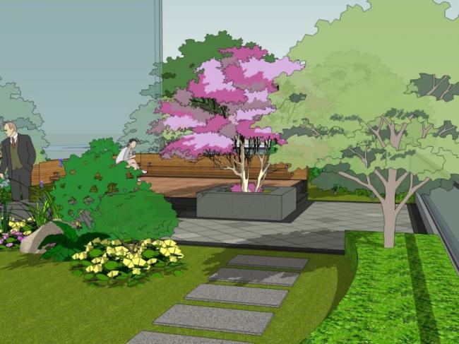 Sketchup景观模型|屋顶花园，现代风格