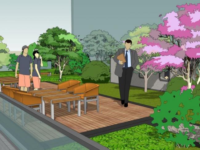 Sketchup景观模型|屋顶花园，现代风格