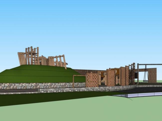 Sketchup景观模型|水上乐园景观，古典风格
