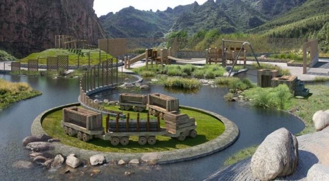 Sketchup景观模型|水上乐园景观，古典风格