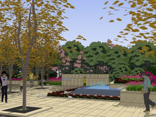 Sketchup景观模型|商业景观，现代风格