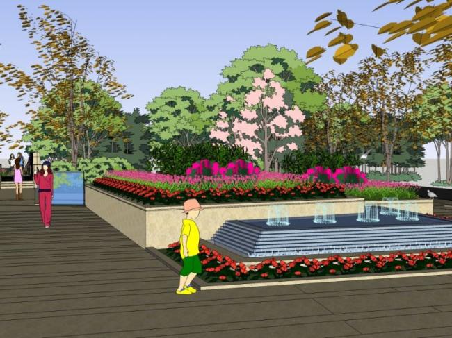 Sketchup景观模型|商业景观，现代风格