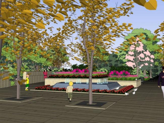 Sketchup景观模型|商业景观，现代风格