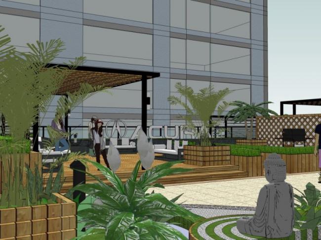 Sketchup景观模型|屋顶花园，现代风格