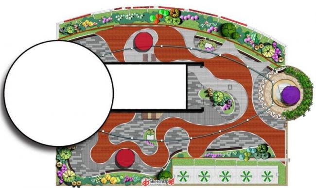 Sketchup景观模型|屋顶花园，现代风格