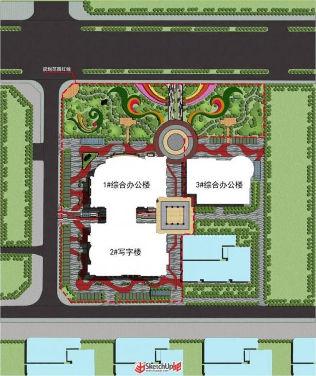 Sketchup景观模型|屋顶花园，现代风格
