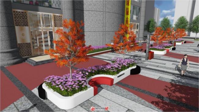 Sketchup景观模型|屋顶花园，现代风格