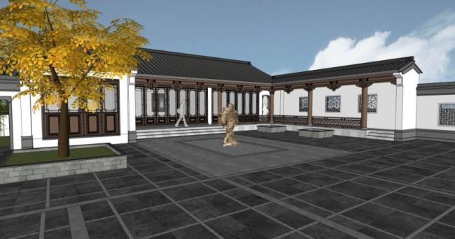Sketchup住宅模型|多层合院，住宅，中式风格