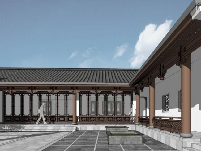 Sketchup住宅模型|多层合院，住宅，中式风格